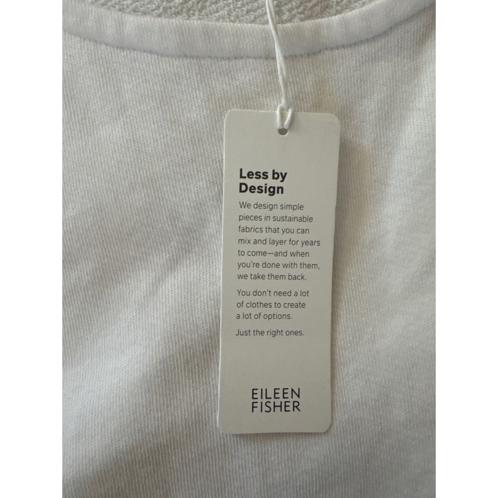 NWT Eileen Fisher White Organic Cotton French Terry Crew Neck Tunic - Picture 7 of 8